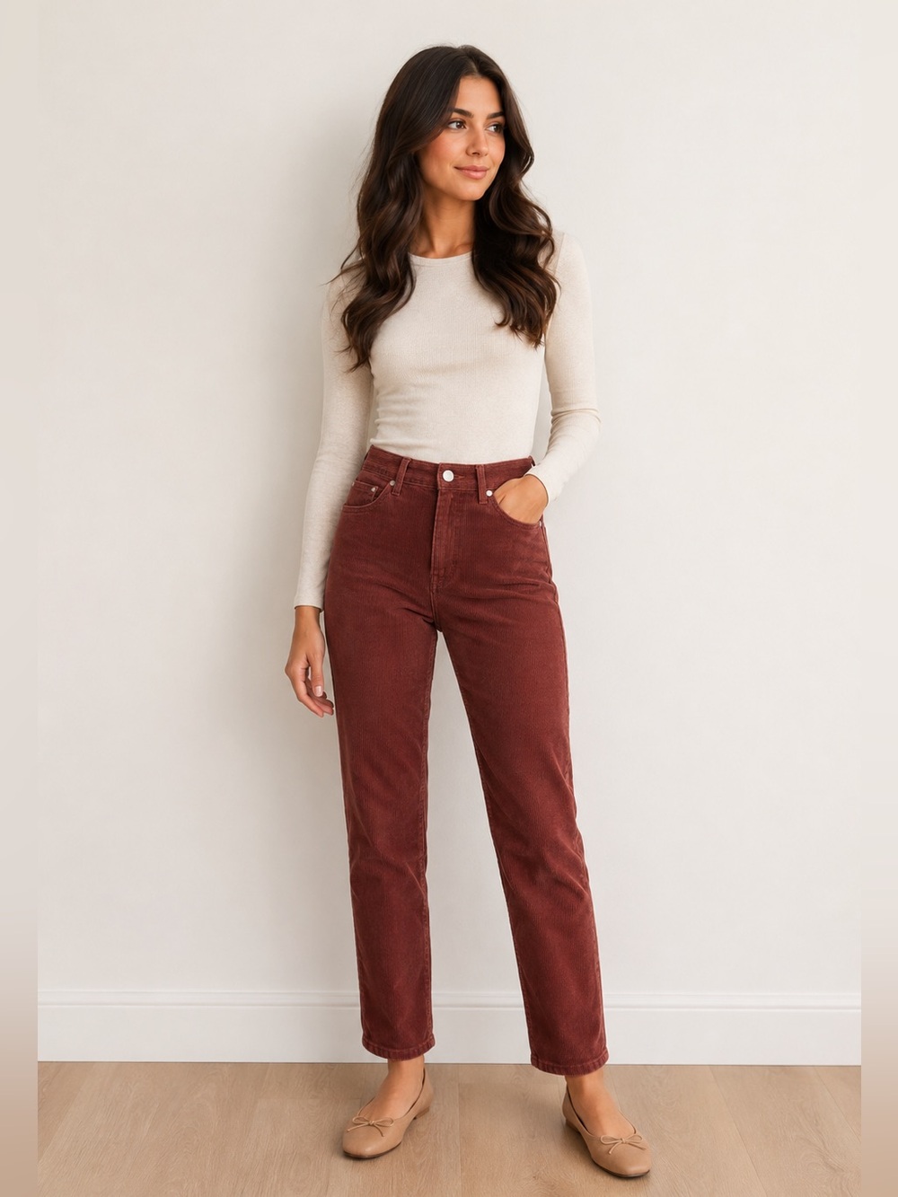 NWT Old Navy High-Waisted OG Straight Leg Corduroy Ankle Pants Red Dirt Size 4P - Picture 1 of 15
